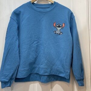 Disney Stitch Ohana Means Family Blue Juniors Sweatshirt Size M (7-9)